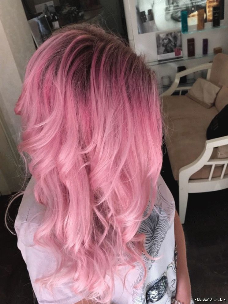 Шатуш дълга коса розов цвят