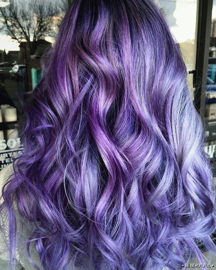 Шатуш дълга коса лилав цвят