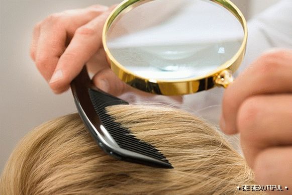 Инспекция на боядисана коса за въшки